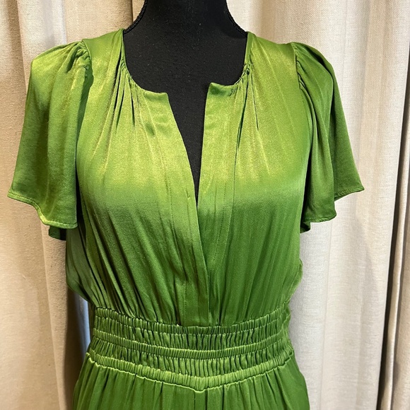 Free People Green Satin Wide Leg Jumpsuit Size S - Picture 3 of 16